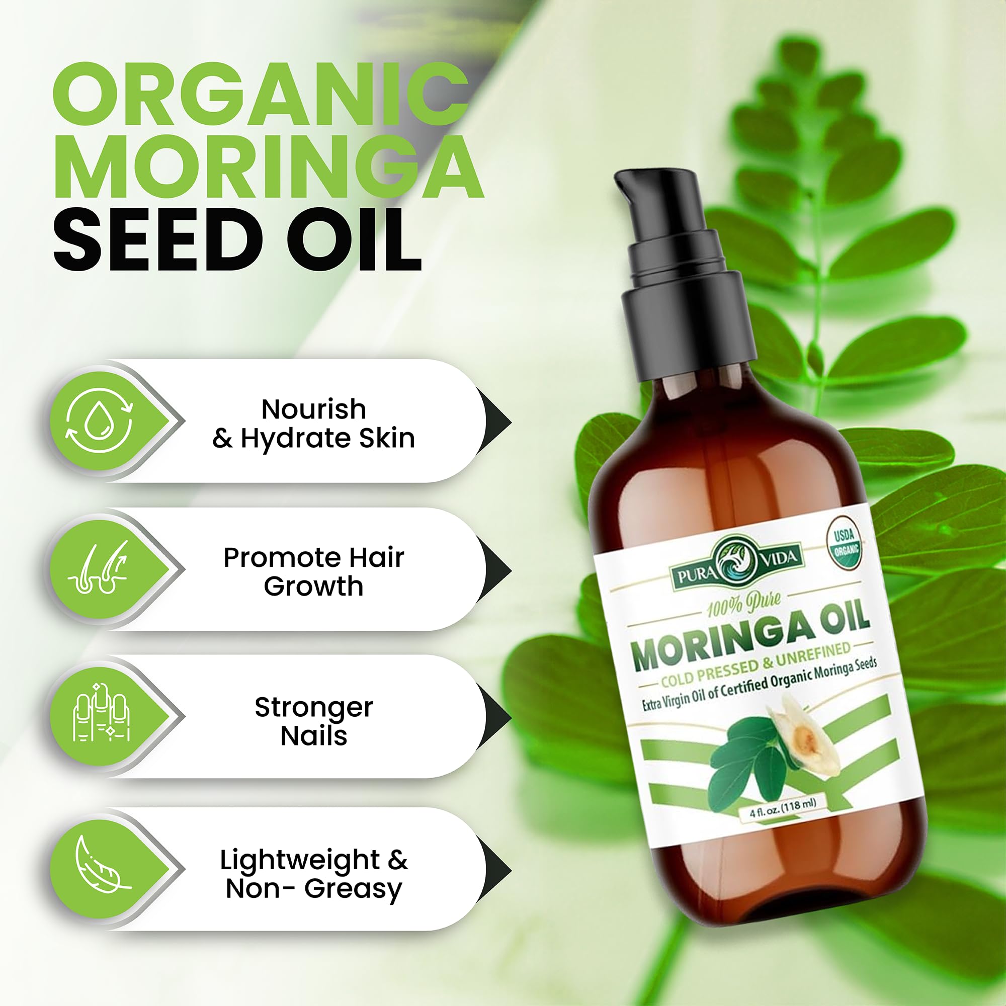 Amazon.com: 100% Pure Moringa Oil Organic for Face, Hair, Nails